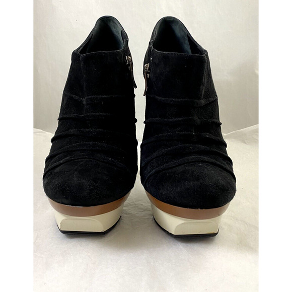 Barbara Bui Platform Pump Boot Bootie Black Platform Pleated Slim Heel Z… - Picture 5 of 12